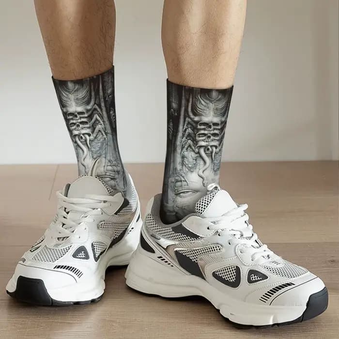 Hr Giger-articulation Painting Chaussettes Harajuku