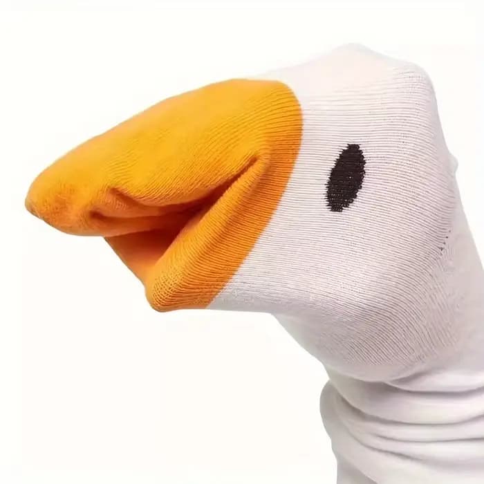 1 paire de chaussettes de sport en coton amusantes et originales à motif tête d'oie