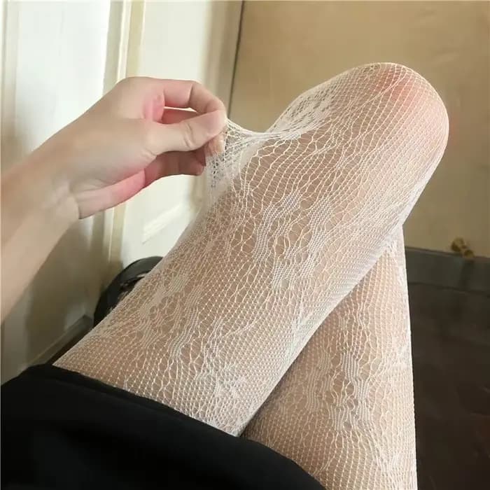 Bas en maille de dentelle évidée Lolita pour femmes
