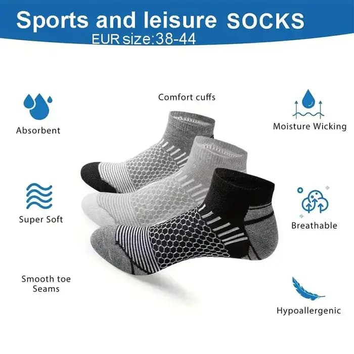 6 paires de chaussettes de sport courtes pour hommes