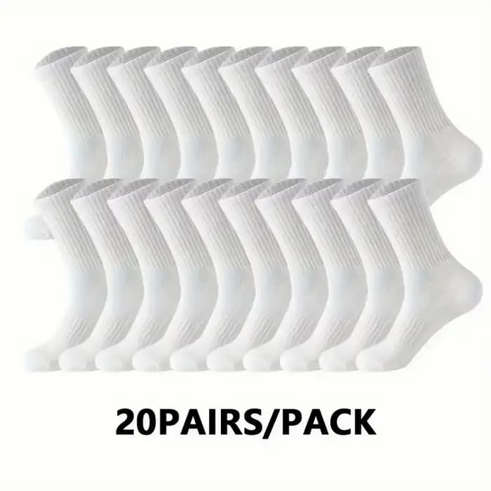 10/20 paires de chaussettes de sport à col rond de couleur unie neutre