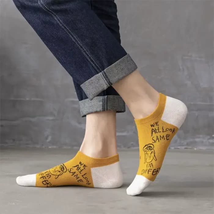 10 paires de chaussettes pour hommes ensemble dessin animé à la mode polyvalent décontracté cheville