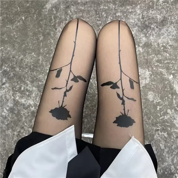Nouveau Rose fleur collants femmes sensation Ultra-mince velours coupe arbitraire