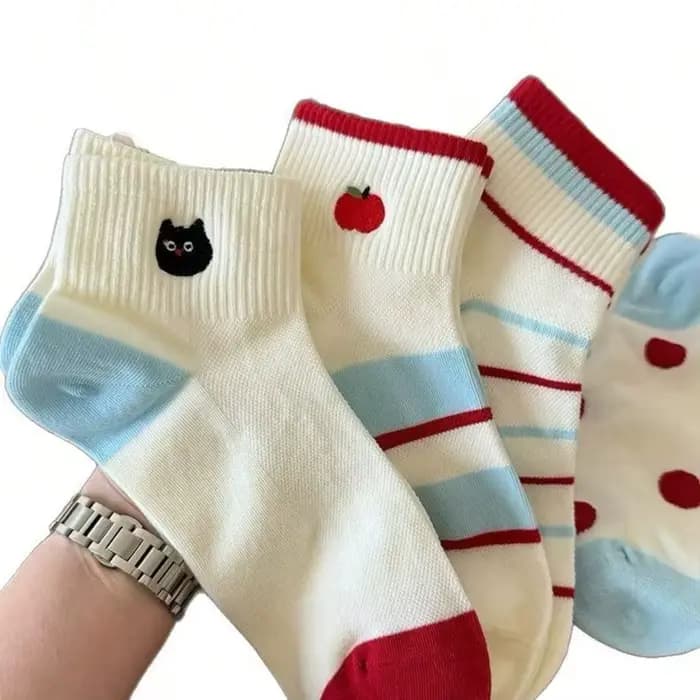 5 paires de chaussettes courtes pour femmes au design unique pour l'automne et l'hiver