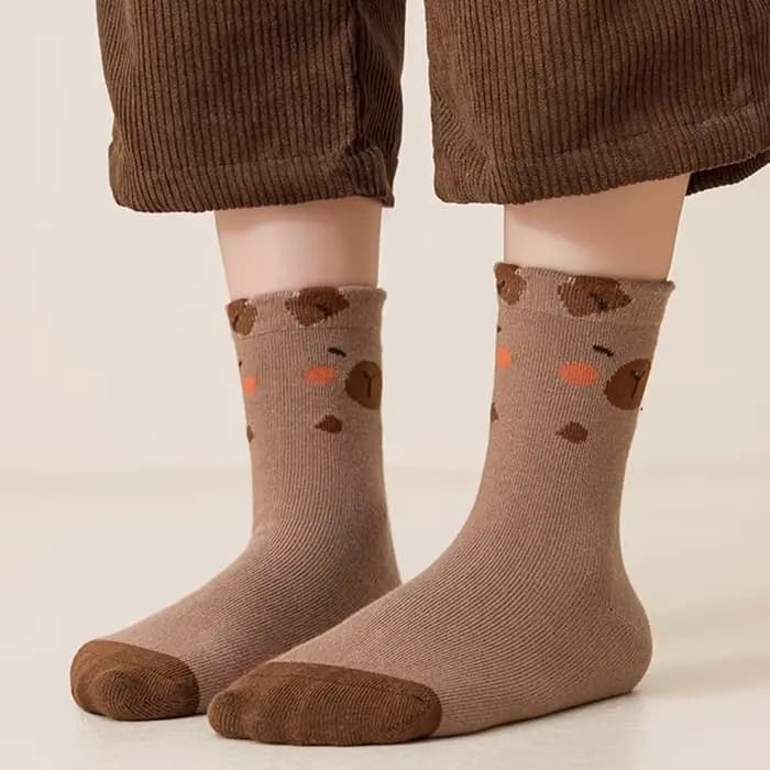 Chaussettes mi-tube en coton ours mignon pour enfants