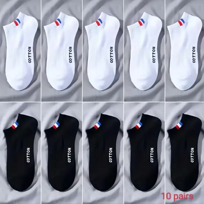 5/10 paires de chaussettes de cheville simples à doublure solide pour hommes