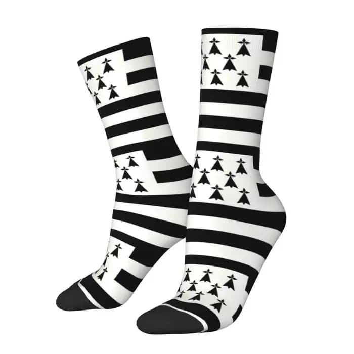 Drapeau de Bretagne hommes femmes équipage chaussettes unisexe amusant France région signe identité Nation printemps