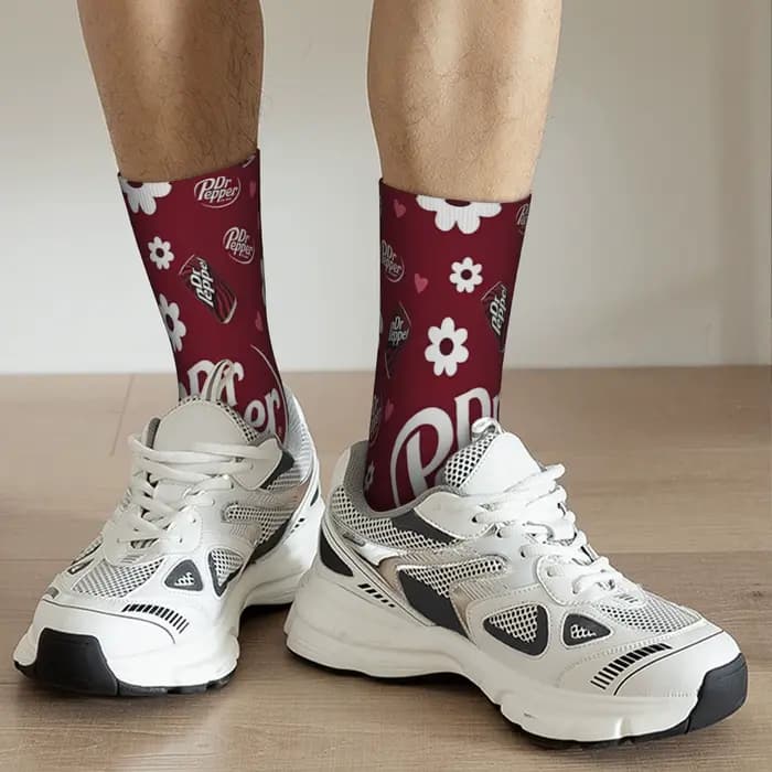 1 paire de chaussettes amusantes Dr Pepper Soda Est 1885 Hip Hop