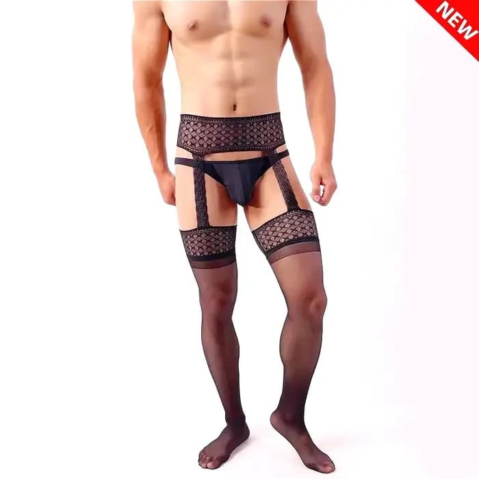 Collants en dentelle brodés pour hommes