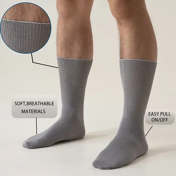 6 paires de chaussettes diabétiques confortables et de soutien pour hommes
