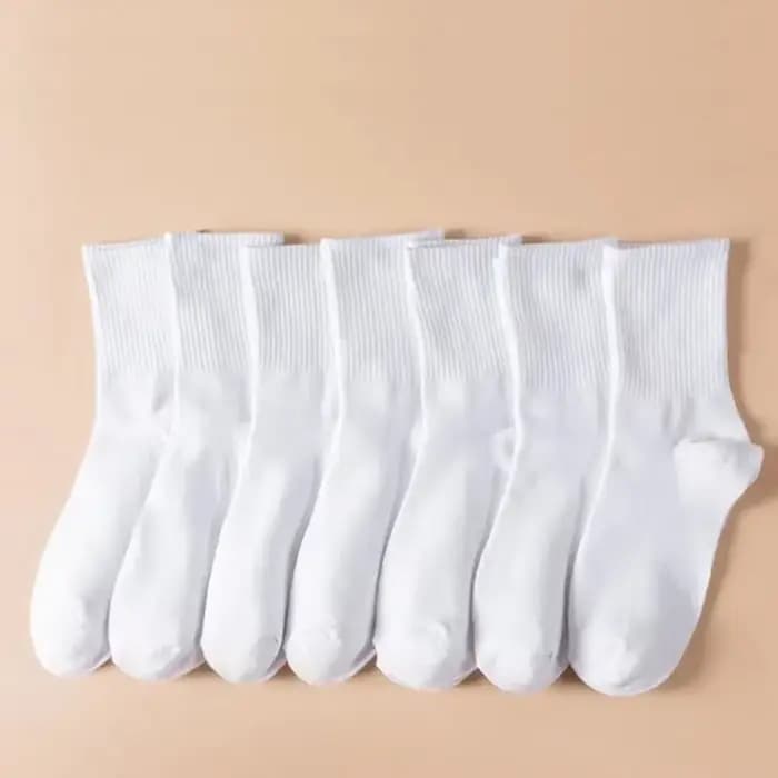 1/7/10/20 paires chaussettes mi-longues femmes classique noir blanc couleur unie à la mode sport décontracté absorbant