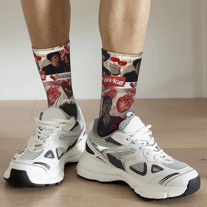 Chaussettes imprimées de la série télévisée Damon The Vampire Diaries pour hommes et femmes