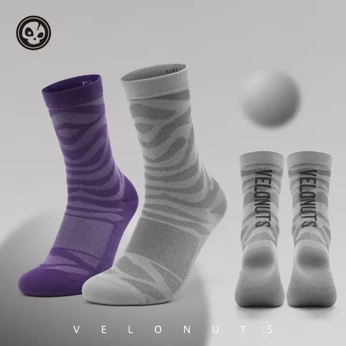 VELONUTS Chaussettes de cyclisme respirantes antibactériennes élastiques montantes au-dessus du genou avec semelle épaissie pour homme et femme fitness sports de plein air