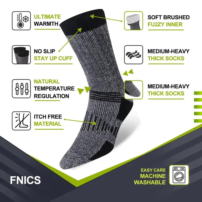 3 paires de chaussettes en laine mérinos pour hommes et femmes