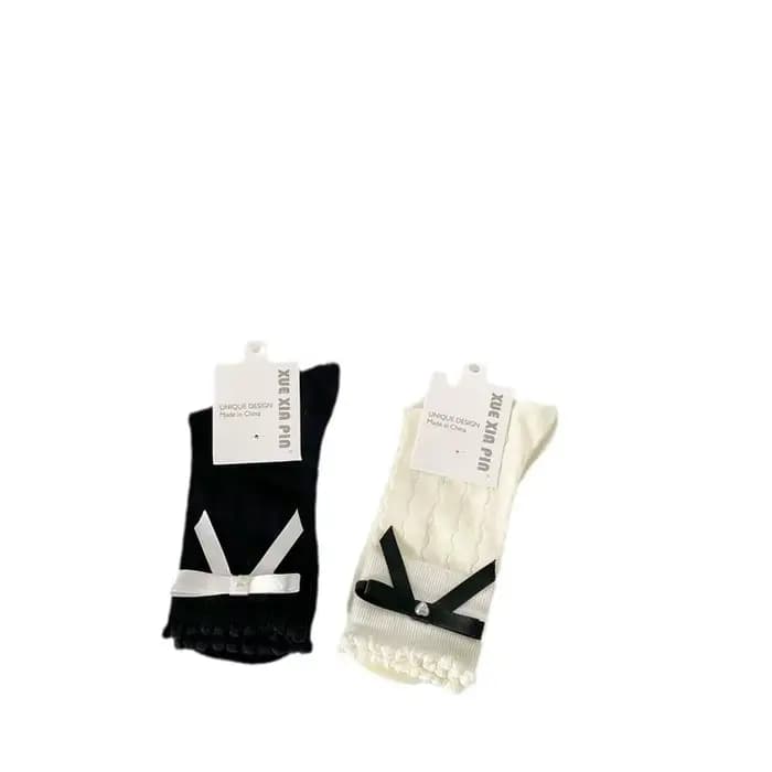 Chaussettes pour femmes, nouvelle collection printemps-été, chaussettes à nœuds, chaussettes fines à motif ondulé, chaussettes mi-mollet, tendance mode, chaussettes fines respirantes en maille simple