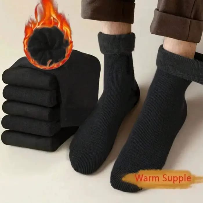 3 paires de chaussettes doublées thermiques pour hommes, chaussettes épaisses, douces et confortables pour temps froid, bottes de randonnée d'hiver, noires