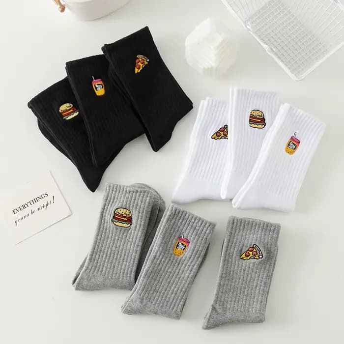 Chaussettes épaisses Hipster décontractées avec motif Hamburger Pizza