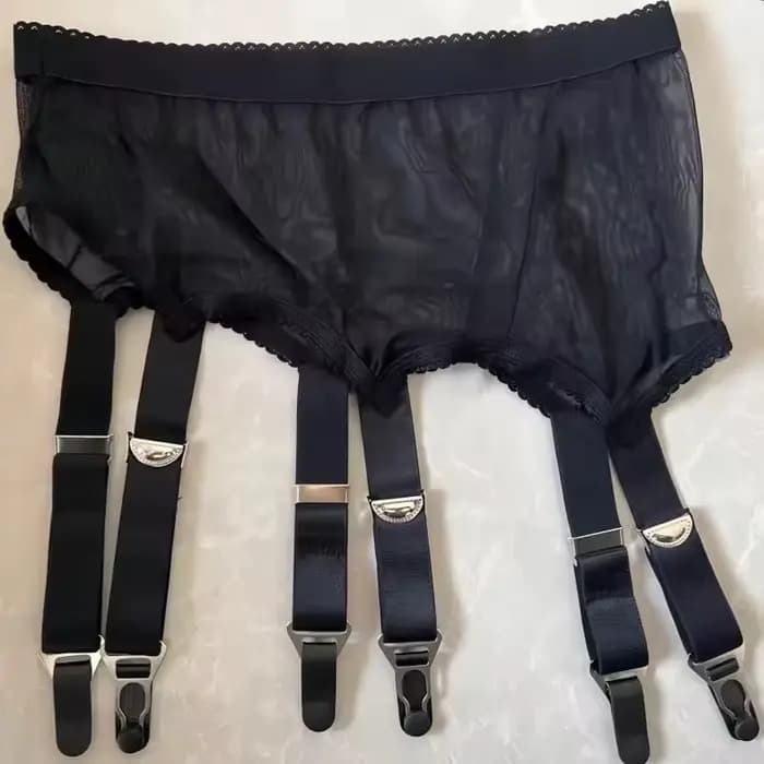 Bretelles réglables taille haute élastique porte-jarretelles avec chaussettes Clips Transparent soyeux toucher noir