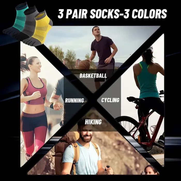 Chaussettes de Sport courtes à cinq doigts pour hommes