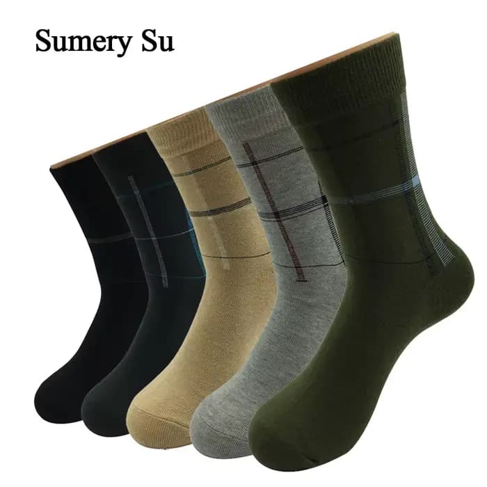 Chaussettes respirantes en coton doux pour hommes, longues, décontractées, saines, robe d'équipage de mariage, cadeau masculin, lot de 5 paires