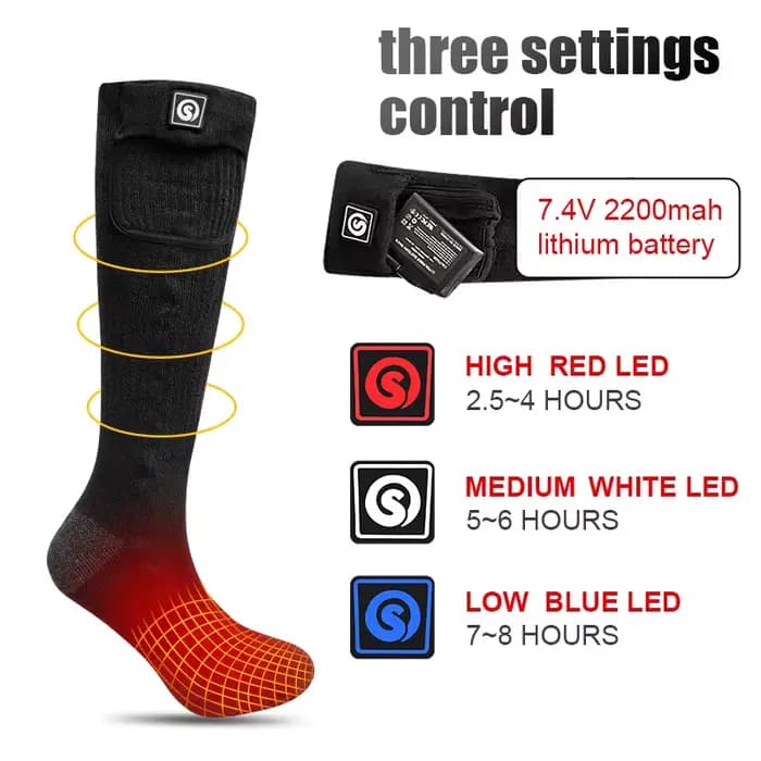 Snow Deer hiver chaussette chauffante bas thermiques femme hommes Ski Camping chaussettes chaudes sport batterie Rechargeable chauffe-pieds