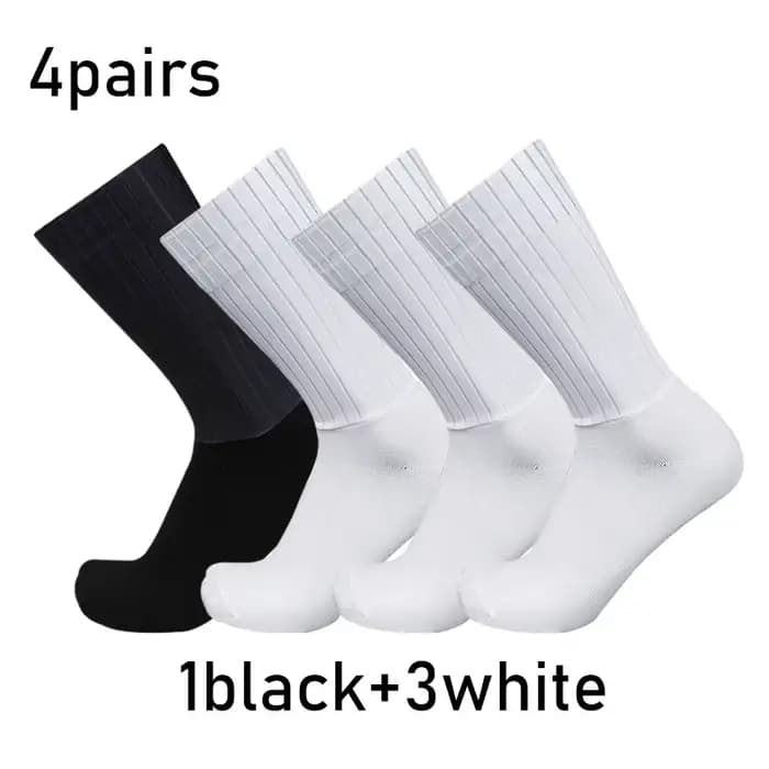 Chaussettes 4 paires/ensemble Aero couleur Pure cyclisme Silicone sport anti-dérapant Pro course vélo