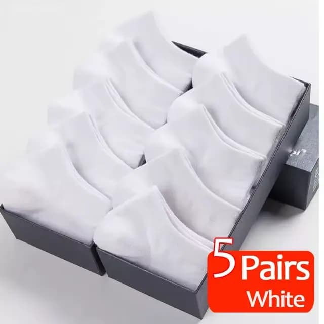 5 paires Mens Chaussettes Bateau Noir D'affaires Solide Couleur Respirant Confortable Haute Qualité Cheville