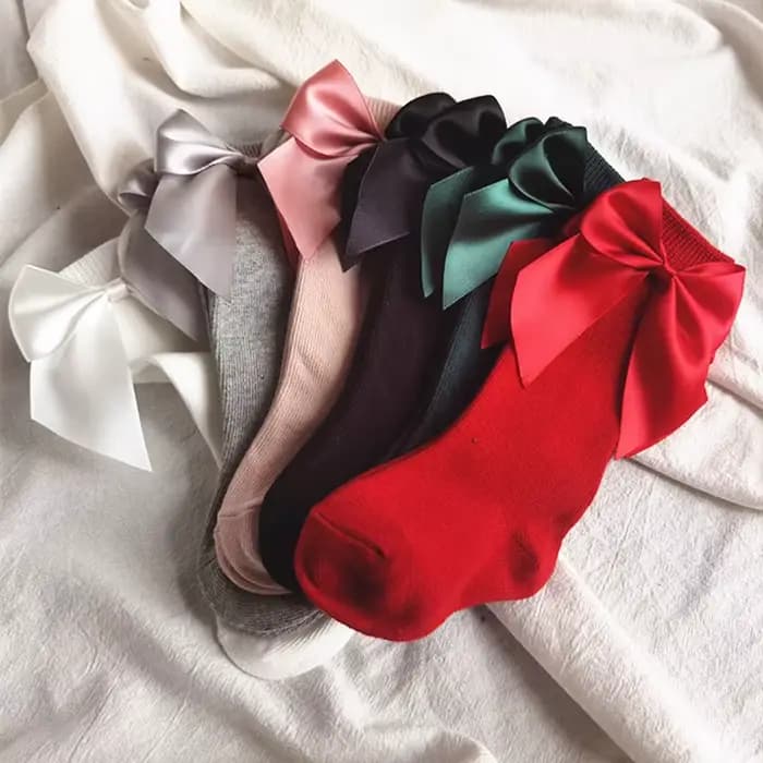 Chaussettes d'automne pour bébés filles de 0 à 5 ans, chaussettes de noël en coton rouge avec gros nœud, hautes, douces et mignonnes pour enfants de 0 à 5 ans