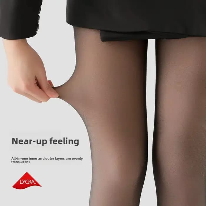 Leggings longs doublés de polaire pour femmes, collants thermiques d'automne et d'hiver, effet Transparent, hôtesse de l'air, fausse peau grise