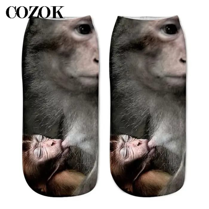 3 paires nouvelle impression 3D drôle mignon dessin animé chaton unisexe chaussettes courtes créatif coloré Multiple