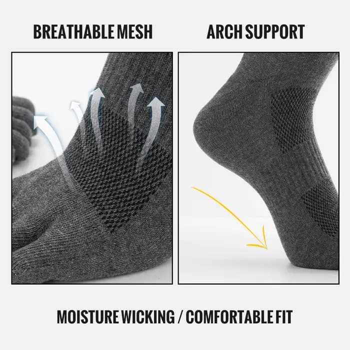 WRELS Chaussettes à orteils en coton pour course à pied, chaussettes à cinq doigts, tube long, chaussettes d'extérieur à cinq orteils, choc pour course sur sentier, étanchéité