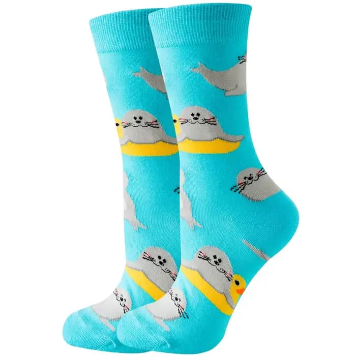 Chaussettes de sport en coton pour femmes, tube moyen créatif, motif animal et plante, chaussette mignonne colorée, cadeau merveilleux, mode de créateur drôle