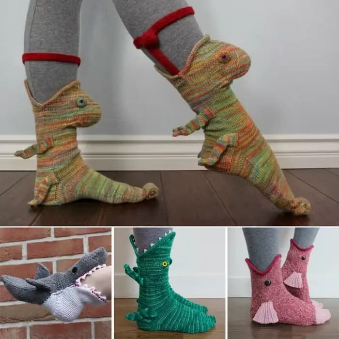 Chaussettes pour femmes créatives mi Tube Animal chaussette drôle dessin animé tricot Crocodile