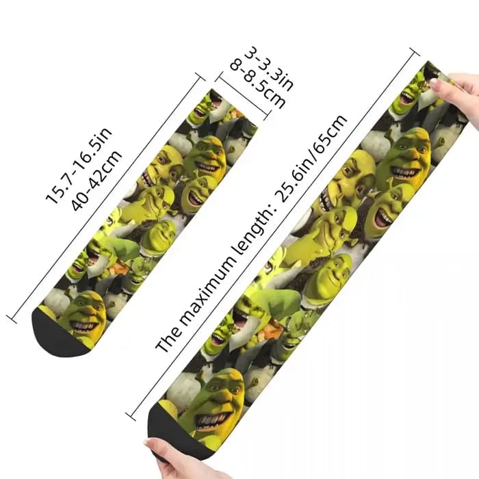 Hip-hop Shrek Memes chaussettes de basket-ball visage drôle Anime Polyester