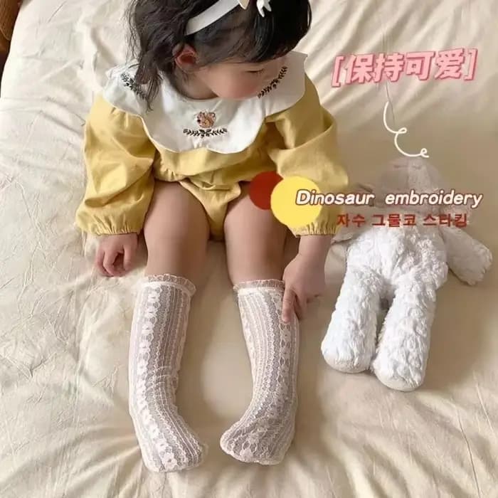 AdtosLovely-Bas en dentelle longueur genou pour filles, style royal, doux, princesse, chaussettes pour tout-petits, jolies fleurs, chaussette Lolita japonaise