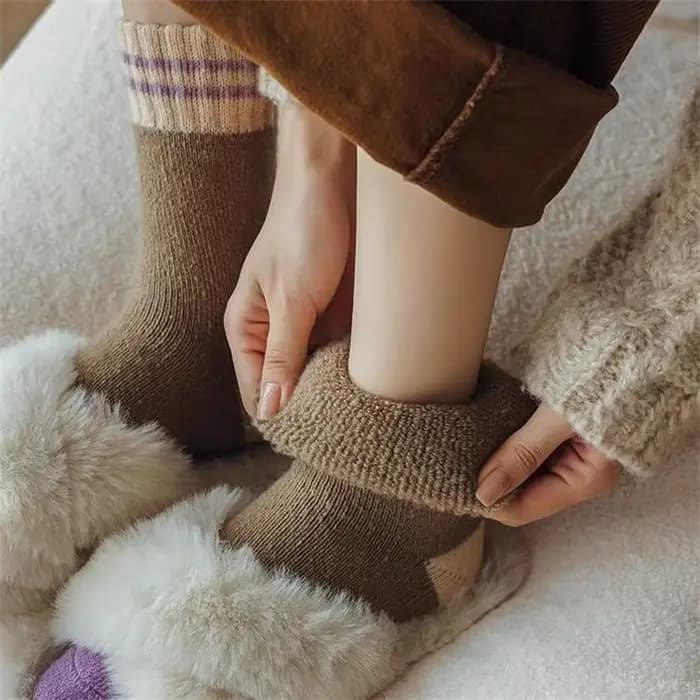 4 paires de luxueux chaussettes en tricot coeur violet – douces, chaudes et confortables pour l'automne et l'hiver – Chaussettes tendance pour femmes