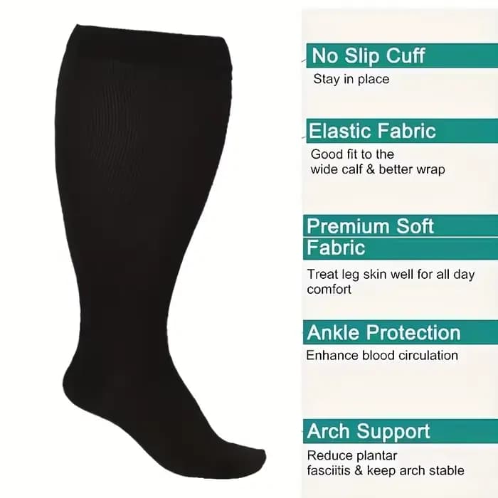 1 paire de chaussettes de compression de taille extra large pour hommes et femmes avec mollet