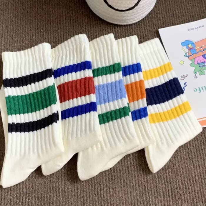 Chaussettes de sport mi-hautes rayées pour hommes