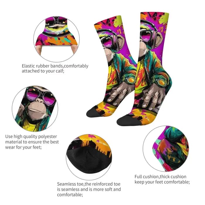 Chaussettes pour hommes Street Graffiti Hip-Hop Monkey