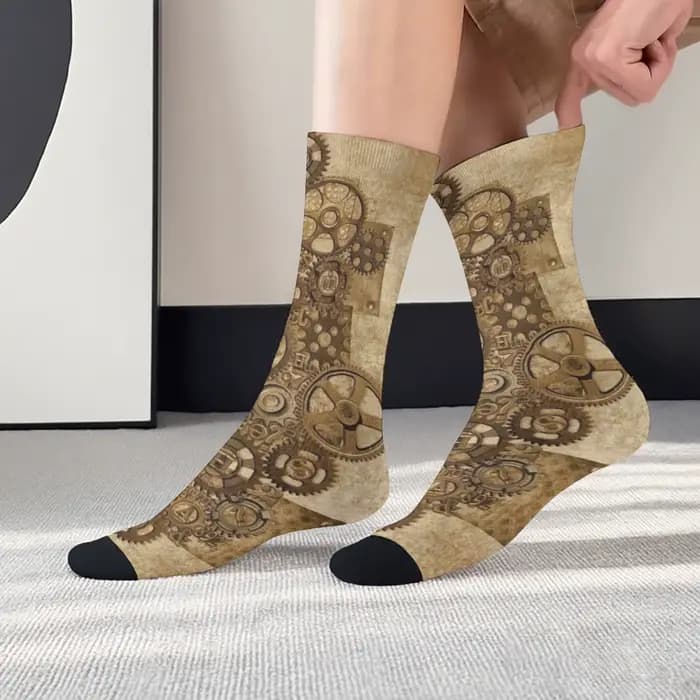 Chaussettes rétro de style punk mécanique pour hommes