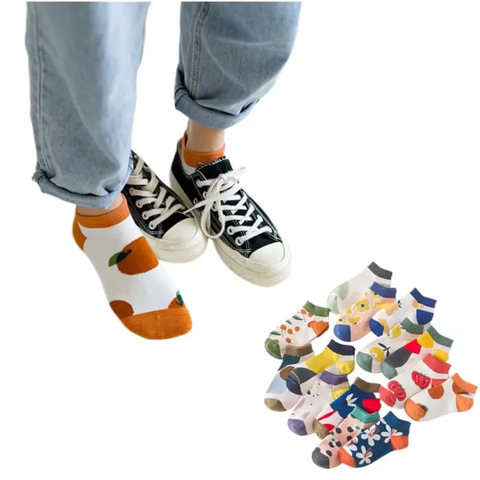 Chaussettes en coton à fleurs colorées pour femmes