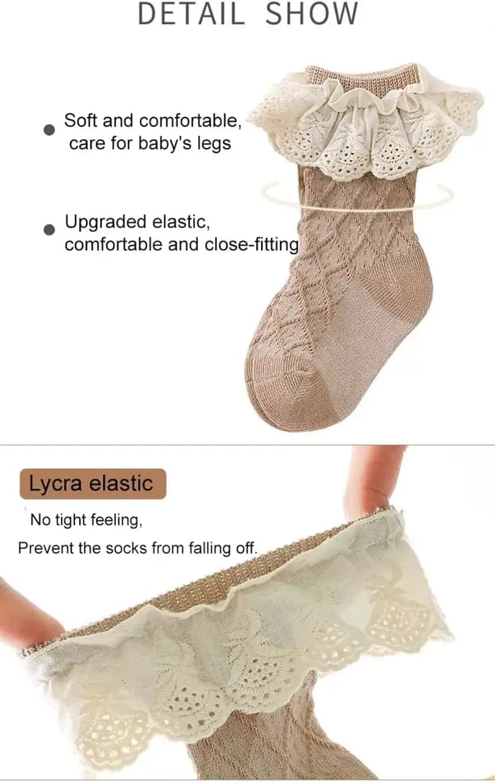 6/1 paires bébé 0 fille chaussettes princesse enfant en bas âge uniforme