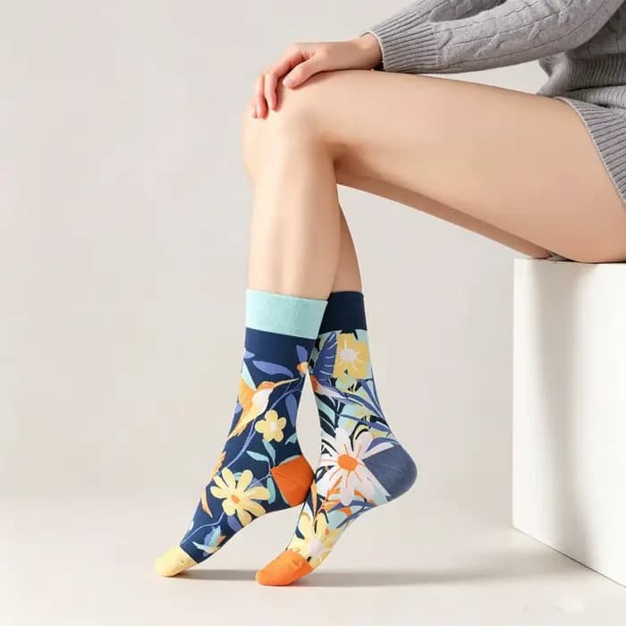 Chaussettes mi-mollet unisexes en coton pour couple