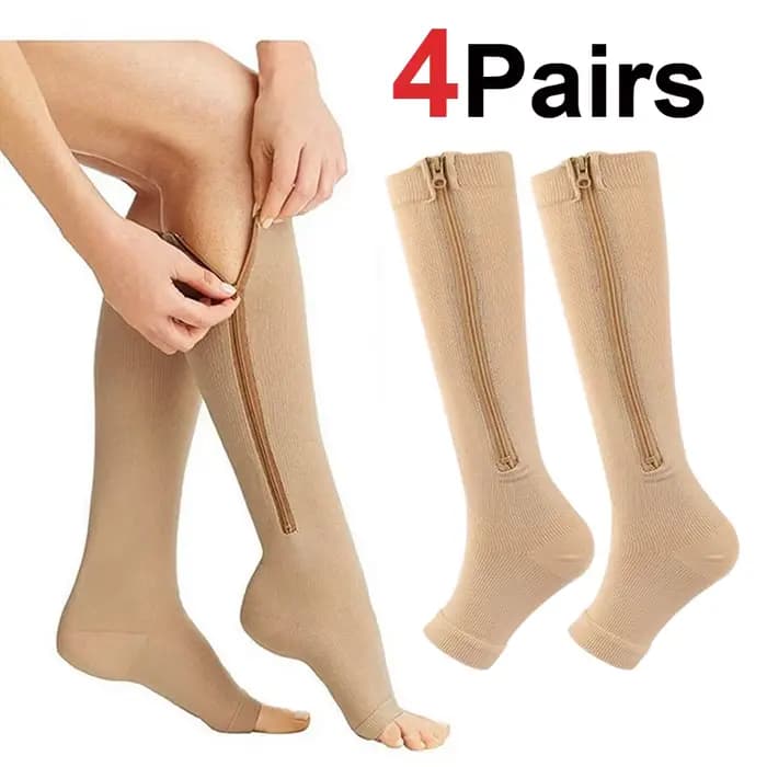 Chaussettes de compression à fermeture éclair pour le soutien des varices, course à pied en plein air, fitness, randonnée, anti-fatigue, soins médicaux, soulagement des gonflements du diabète