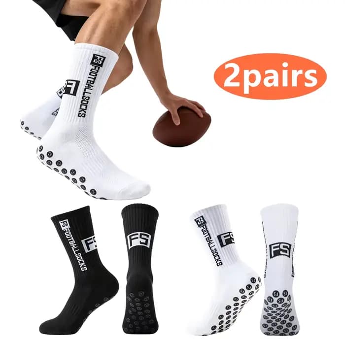 2 paires de chaussettes de football et de rugby unisexes pour hommes et femmes, antidérapantes, respirantes, résistantes aux chocs, pour l'exercice athlétique