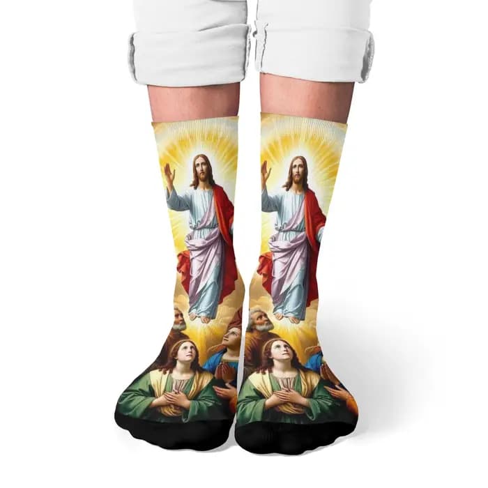 Mythe Jésus nouveauté chaussettes amusantes Harajuku style rétro confortable mode décontracté hommes