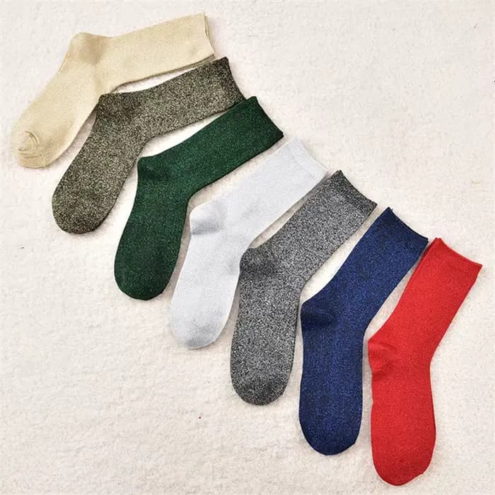Chaussettes en soie dorée et argentée pour femmes