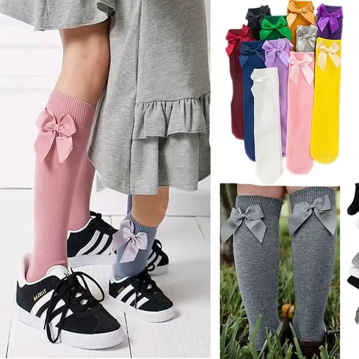 Fille chaussettes longue chaussette sur genou haut arc bébé hiver filles enfant en bas âge chaussures