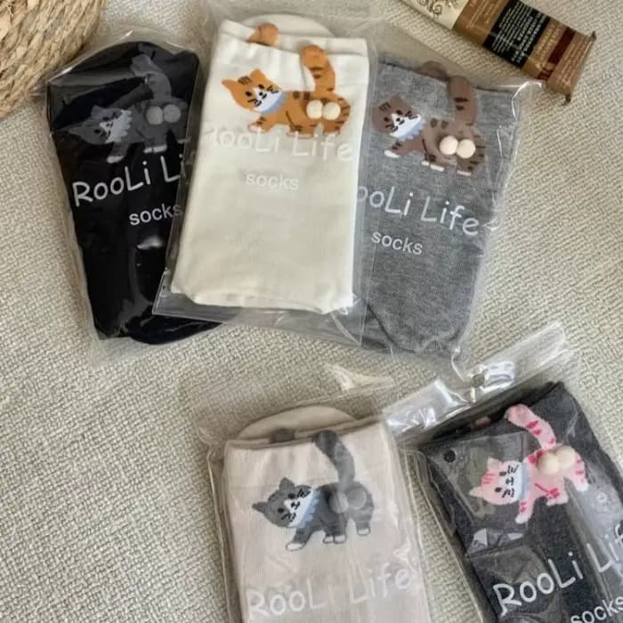 Chaussettes pour femmes nouveau dessin animé coréen drôle Kitty Kawaii Verstaile mignon mi Tube