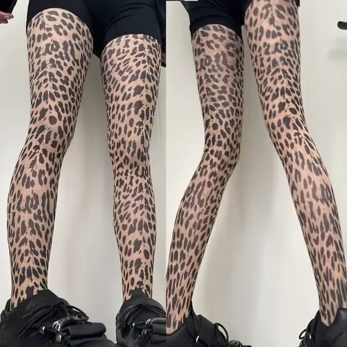 Collants Sexy Vintage imprimé léopard jaune pour femmes